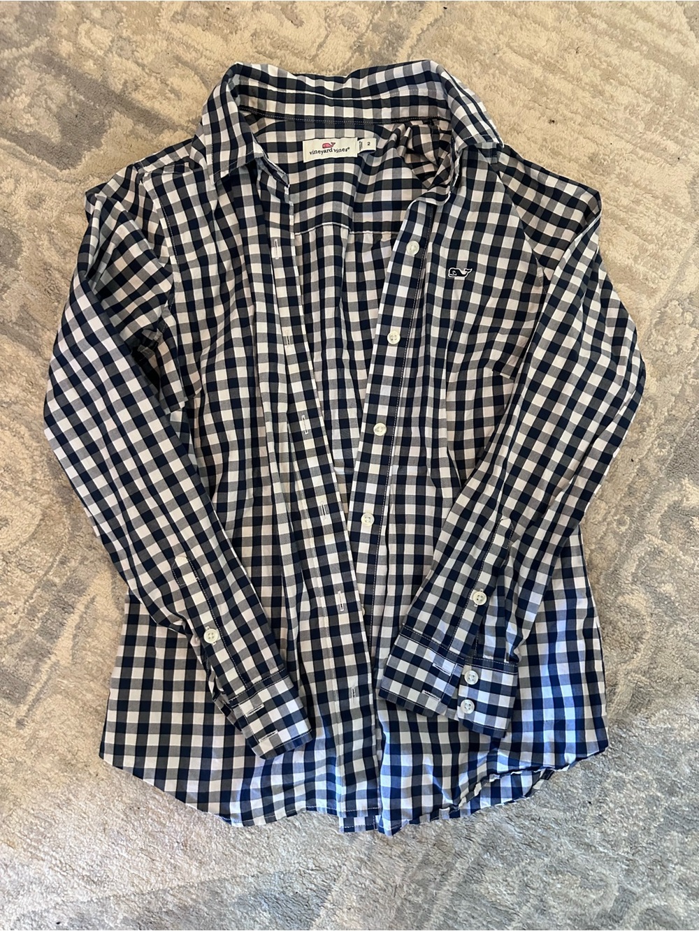 Vineyard Vines women’s Navy & White Gingham Button-Down Shirt